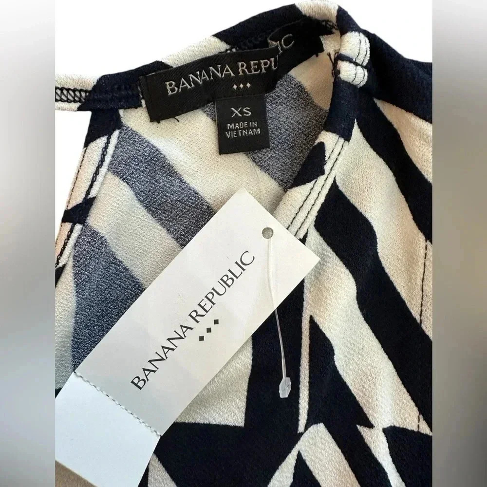 NWT Banana Republic Midi Dress Blue And White Size XS Interview Office - Picture 4 of 6